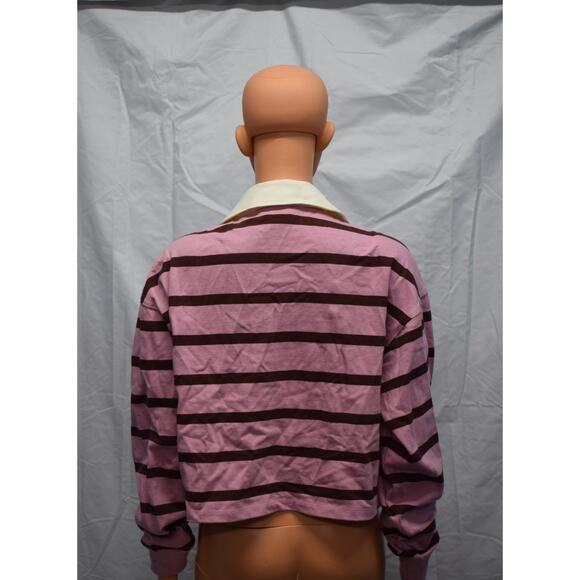 Champion Women's Long Sleeve Rugby Pink Striped Shirt Small (Marks) - Picture 7 of 8